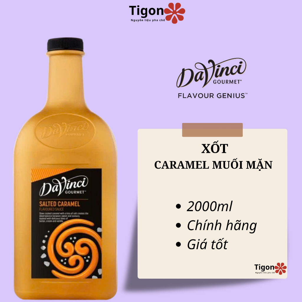 Sốt Salted Caramel 2L / Xốt Caramel Muối Mặn Pha Chế Cà Phê Trà Sữa  Davinci Gourmet Chai 2000ml