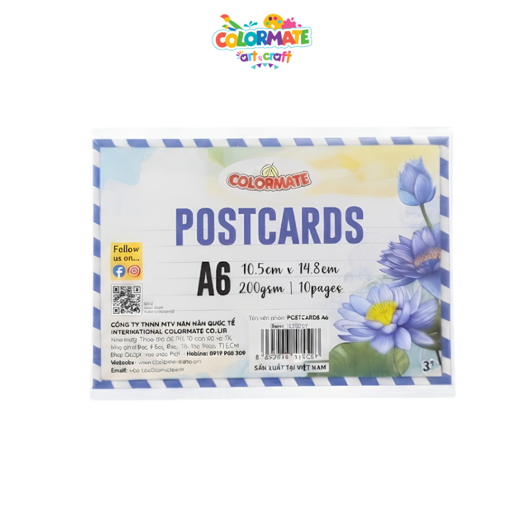 Giấy Bưu Thiếp Postcard Vẽ Minh Hoạ A6 Định Lượng 200gsm - Colormate