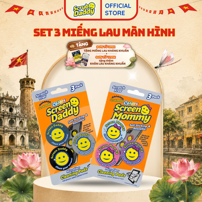 [Combo] Lau Màn Hình Scrub Daddy Screen Daddy và Mommy - Miếng lau màn hình cho điện thoại, ipad, kính,...