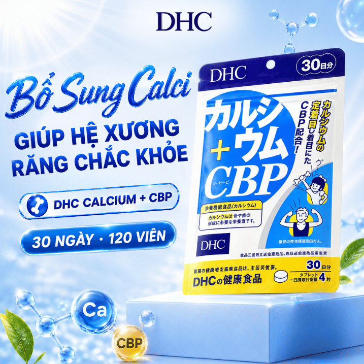 Canxi DHC Calcium + CBP Gói 30 Ngày 120 Viên - Có CBP Từ Sữa Bò Và Vitamin D3