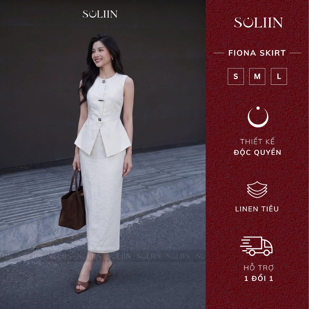 Chân Váy Dáng Suông Nữ SOLIIN Chất Linen Sang Trọng Phong Cách Công Sở Thanh Lịch | FIONA SKIRT