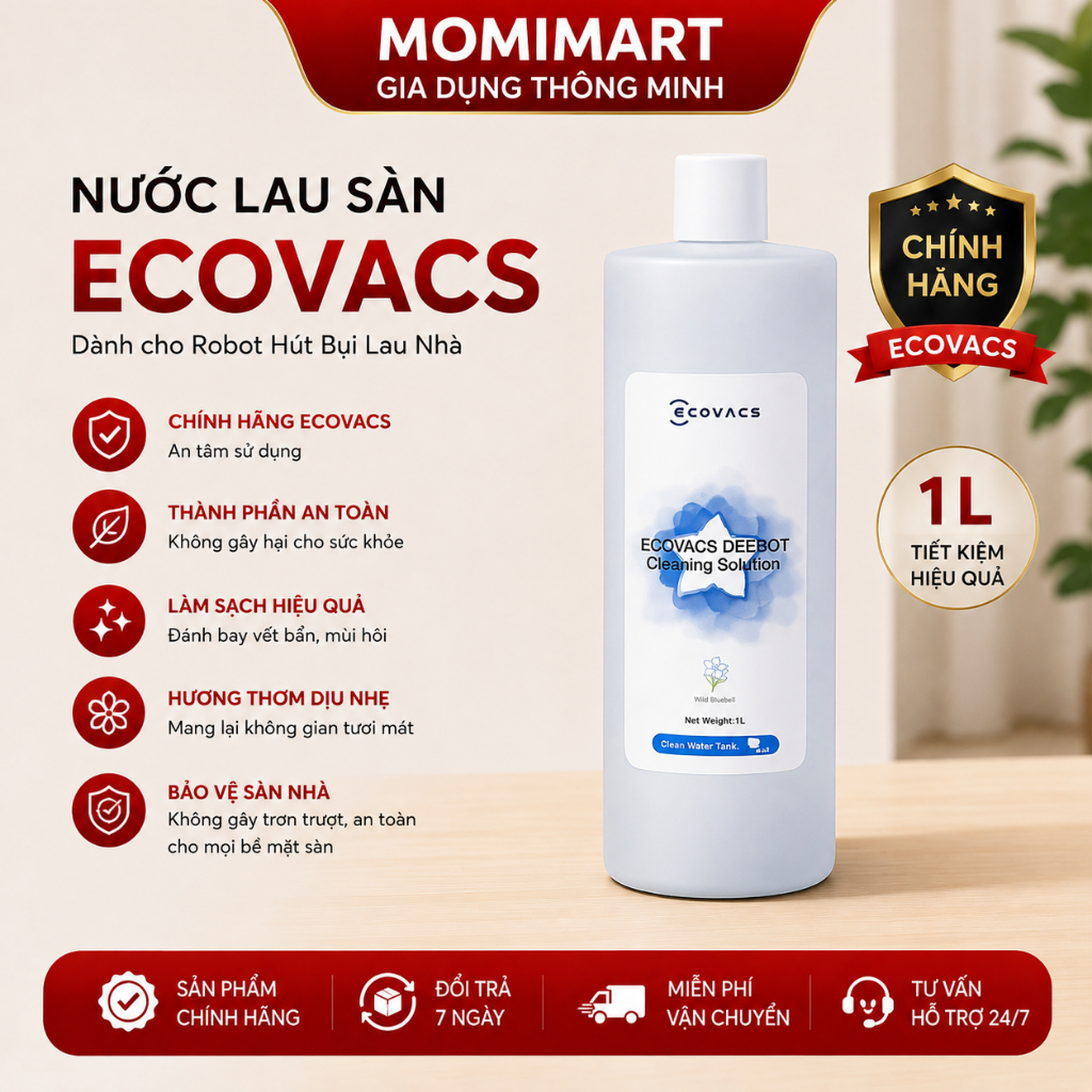 Nước lau sàn Ecovacs chuyên dùng cho robot hút bụi - Nước lau sàn cho robot hút bụi - Ecovacs 1L ful