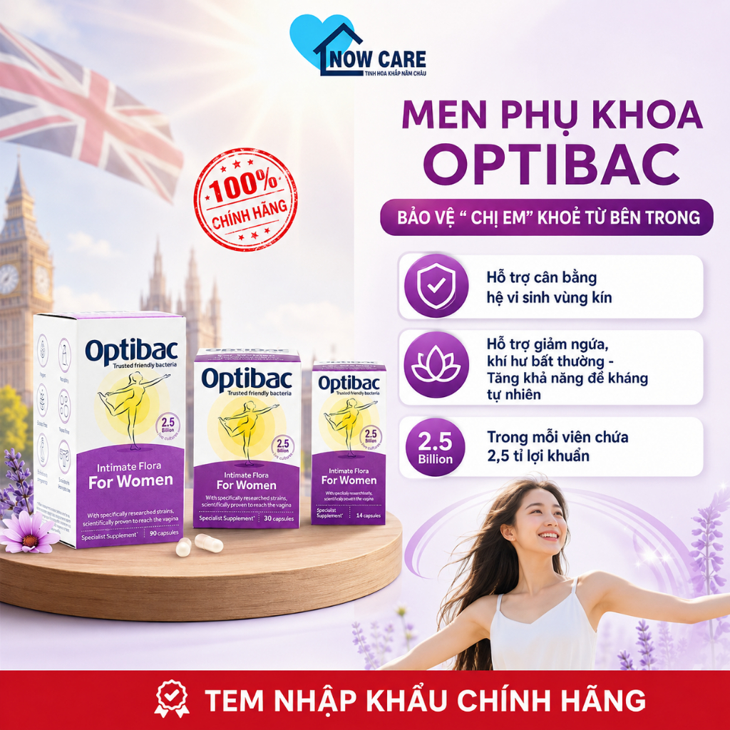(Nhập khẩu Anh) Men phụ khoa Optibac tím