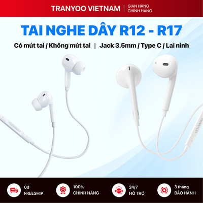 Tai Nghe Có Dây TRANYOO T-R12 R13 R14 Thiết Kế Nhét Tai Phù Hợp Nhu Cầu Văn Phòng, Học Tập, Giải Trí
