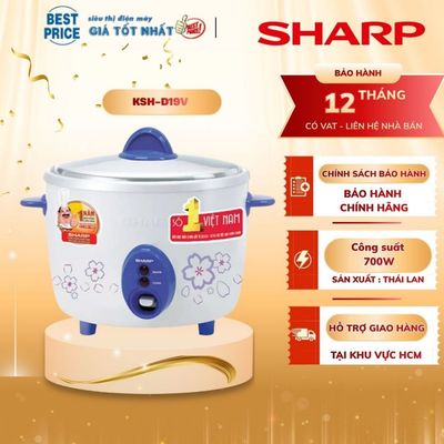 Nồi cơm điện 1.8 lít Sharp KSH-D19V (thêm xửng hấp)(màu ngẫu nhiên), sx Thái Lan, 700W