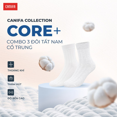 Pack 3 đôi tất nam CANIFA cổ trung 8AX26A002