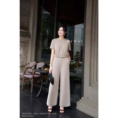 Set Thun Nữ MY WAY Áo Ngắn Tay Quần Dài Form Rộng Thoải Mái Cao Cấp 1MAT9156 1MQCB1113 NA0