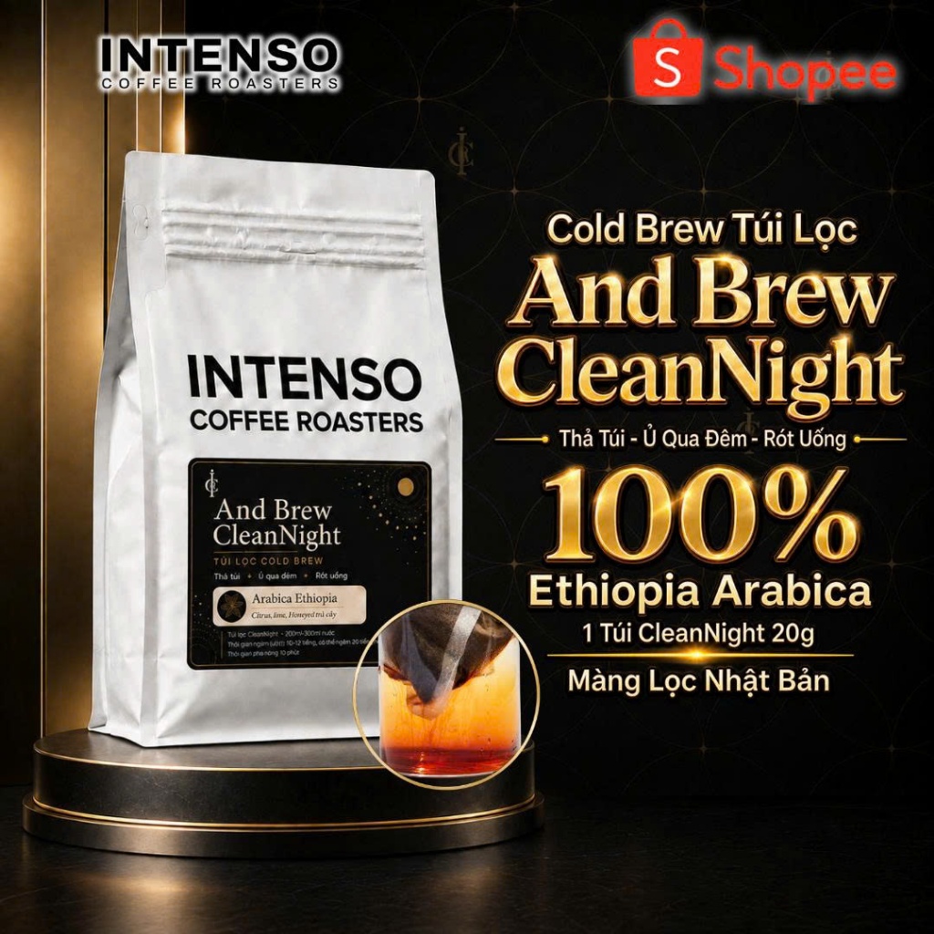 And Brew CleanNight Cà Phê Cold Brew Túi Lọc Ủ Lạnh - Ethiopia Arabica Cao Cấp | Intenso Coffee Roas