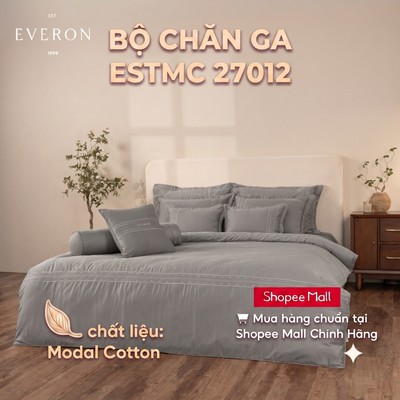 [EVERON] Bộ chăn ga ESTMC 27012 Pinnate - Màu ghi xám trung tính sang trọng