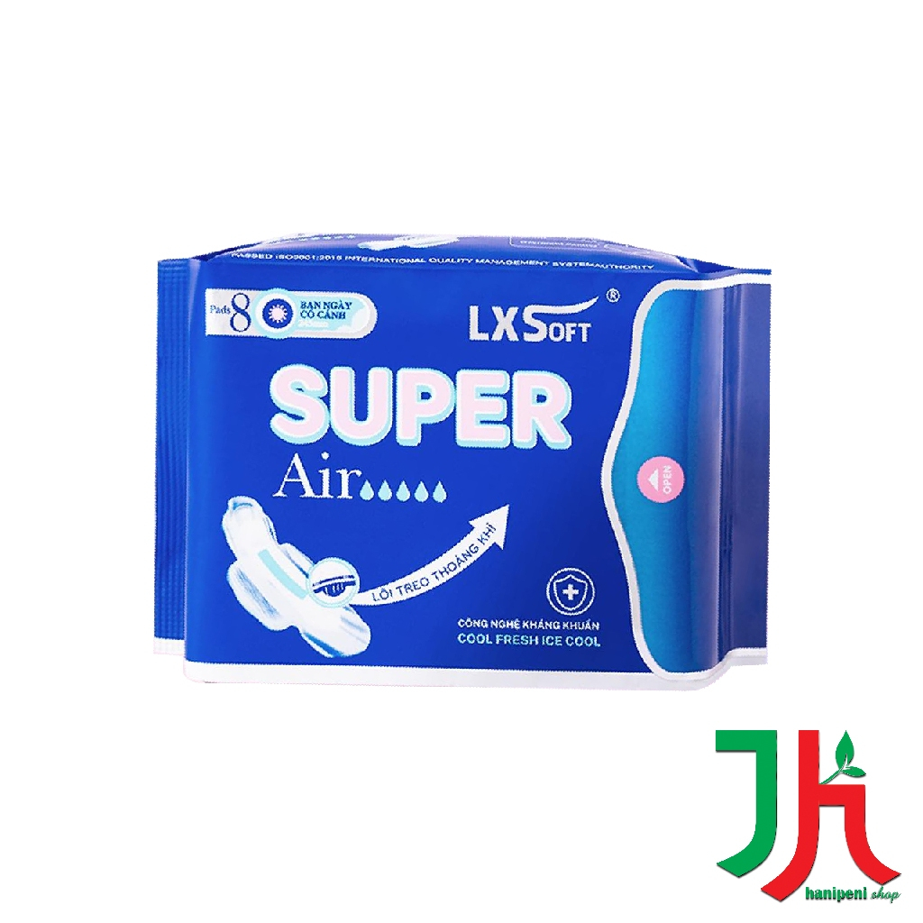 Băng vệ sinh ban ngày cánh LXSoft Day Super Air Sanitary Napkins 8M (lõi treo nano siêu thấm) THShop