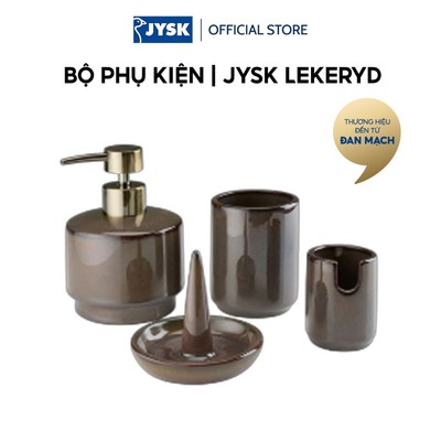 Bộ phụ kiện phòng tắm | JYSK LEKERYD | gốm bán sứ/nhựa ABS | nâu | nhiều kích thước