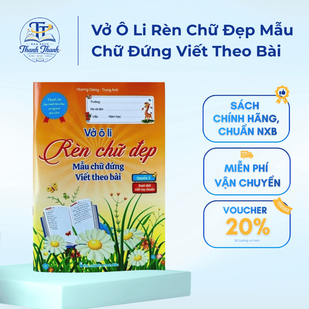 Sách - Vở Ô Li Rèn Chữ Đẹp Mẫu Chữ Đứng Viết Theo Bài - Font Chữ Viết Tay Chuẩn