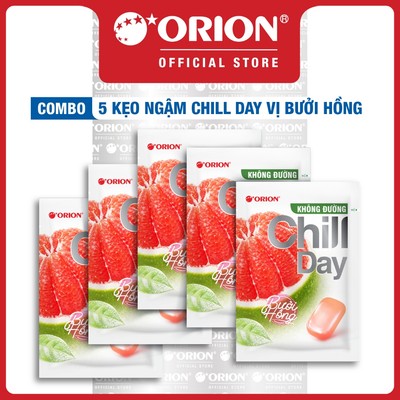 Combo 5 Gói Kẹo Không Đường Chill Day Vị Bưởi Hồng (56g/Gói)