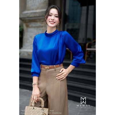 Áo Sơ Mi Nữ Công Sở Dài Tay MY WAY Cổ Phối Nơ Sang Trọng 1MA03167
