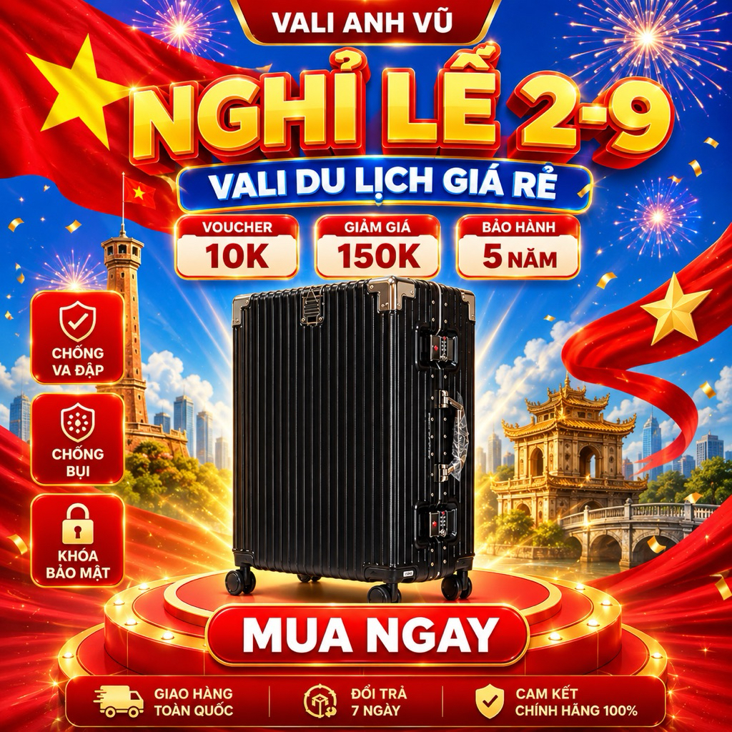 VALI KHUNG NHÔM KHOÁ SẬP GIÁ RẺ SIZE 24
