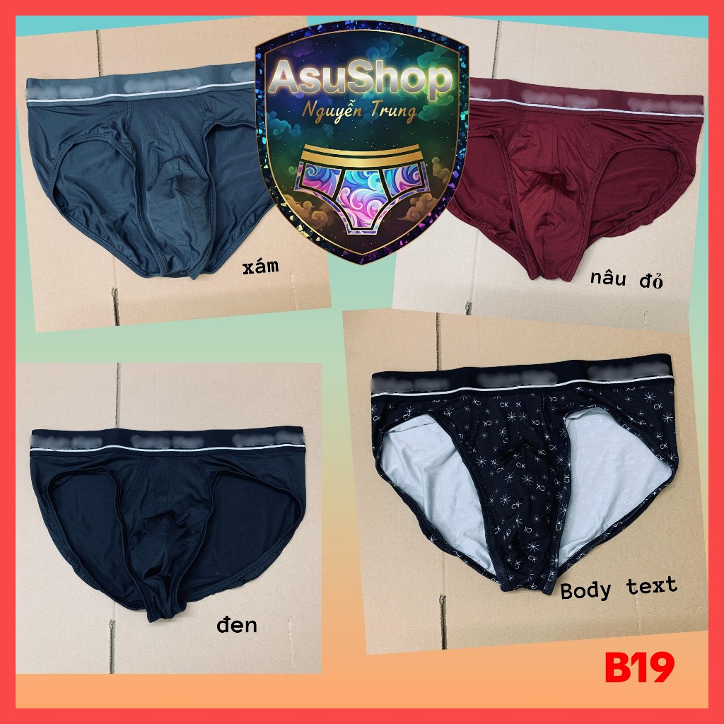 B19 -S,M> Tam giác Microfiber Plus thun lạnh - Hip Brief Quần lót nam