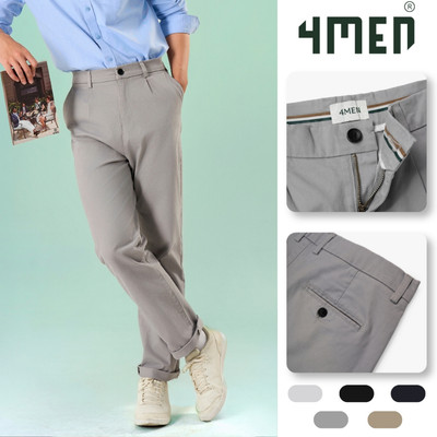 Quần Kaki 4MEN Signature Stripe Trơn Form Regular QK036 Thời Trang, Thanh Lịch