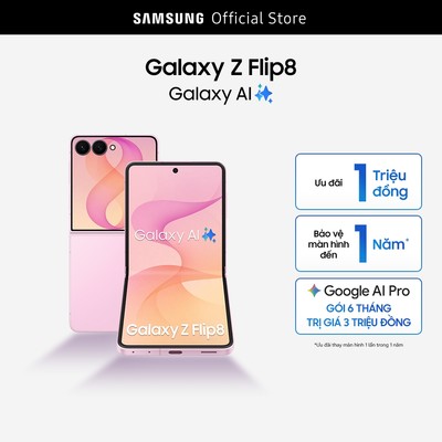 Điện thoại Samsung Galaxy Z Flip8, 12GB/256GB, FlexCam 50MP, Galaxy AI, Màn hình FlexWindow 4.1