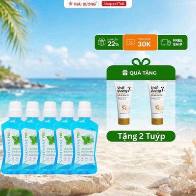[MUA 5 TẶNG 2] COMBO 5 chai Nước súc miệng Valentine Pro tặng 2 tuýp dầu gội Thái Dương 50g - Sao Thái Dương