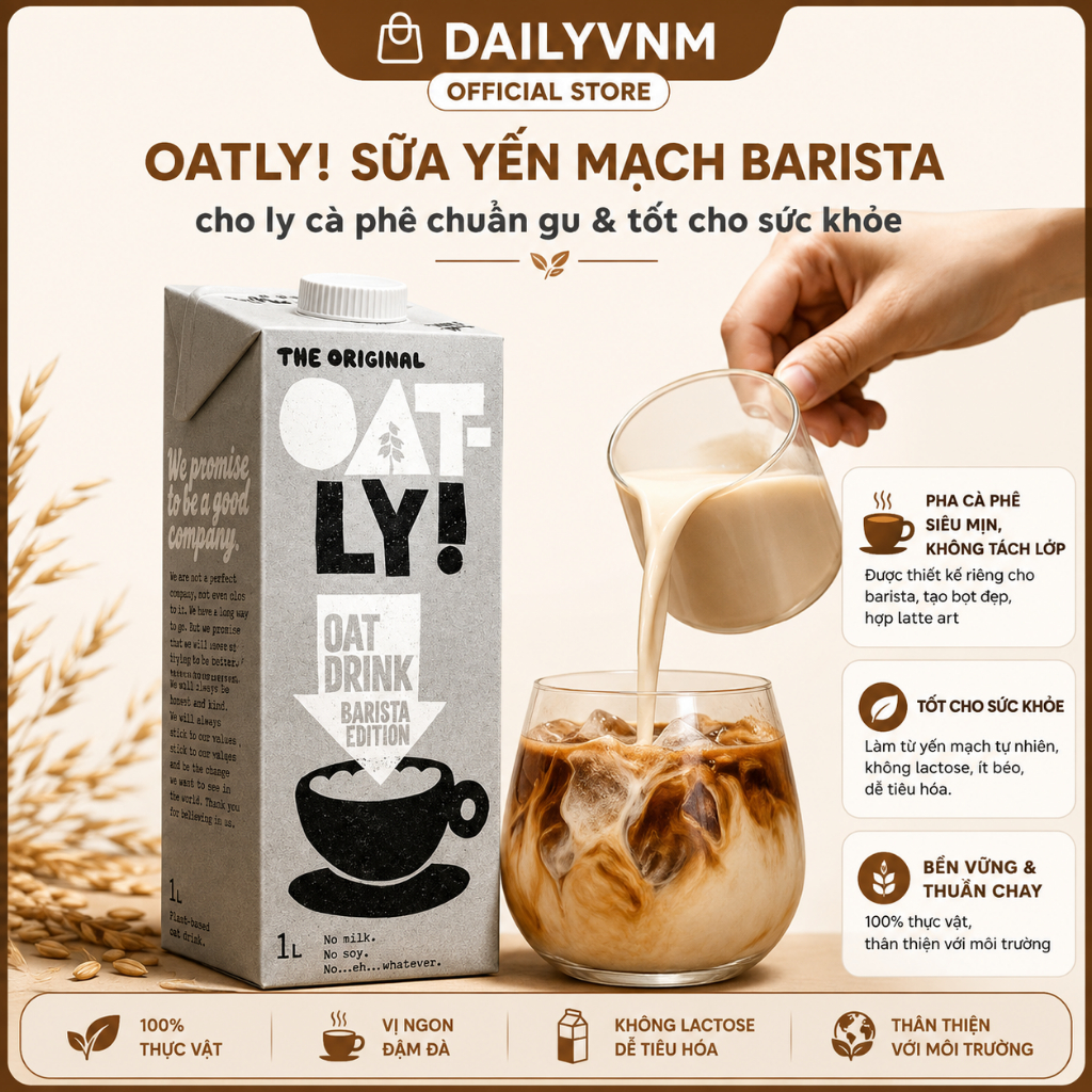 Sữa Yến Mạch OATLY Barista Edition Nguyên Vị Hộp 1L