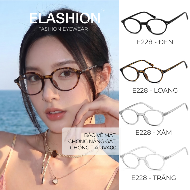 Gọng loang ELASHION, Kính mắt thời trang Nữ cực HOT 2026 dáng oval trendy, phối màu trẻ trung, cá tí