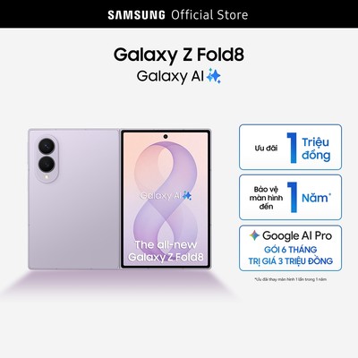 Điện thoai Samsung Galaxy Z Fold8, 12GB/512GB, Màn hình lớn tỷ lệ 4:3, Chip Snapdragon,4800mAh,Galaxy