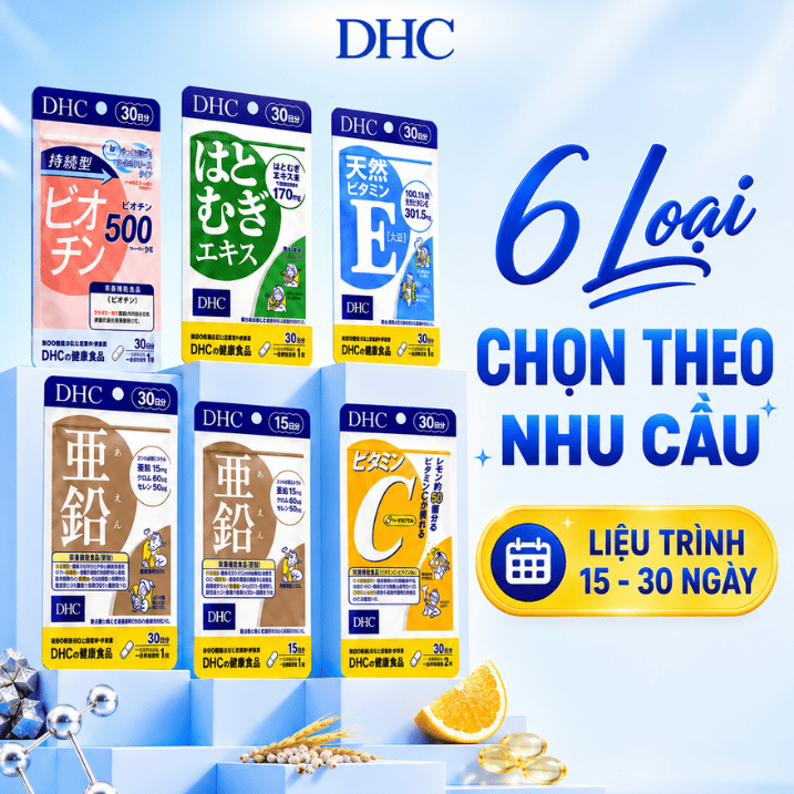 Viên Uống DHC Nhật Bản Chọn 1 Trong 6: Kẽm, Vitamin C, Vitamin E, Biotin, Ý Dĩ, Vitamin D
