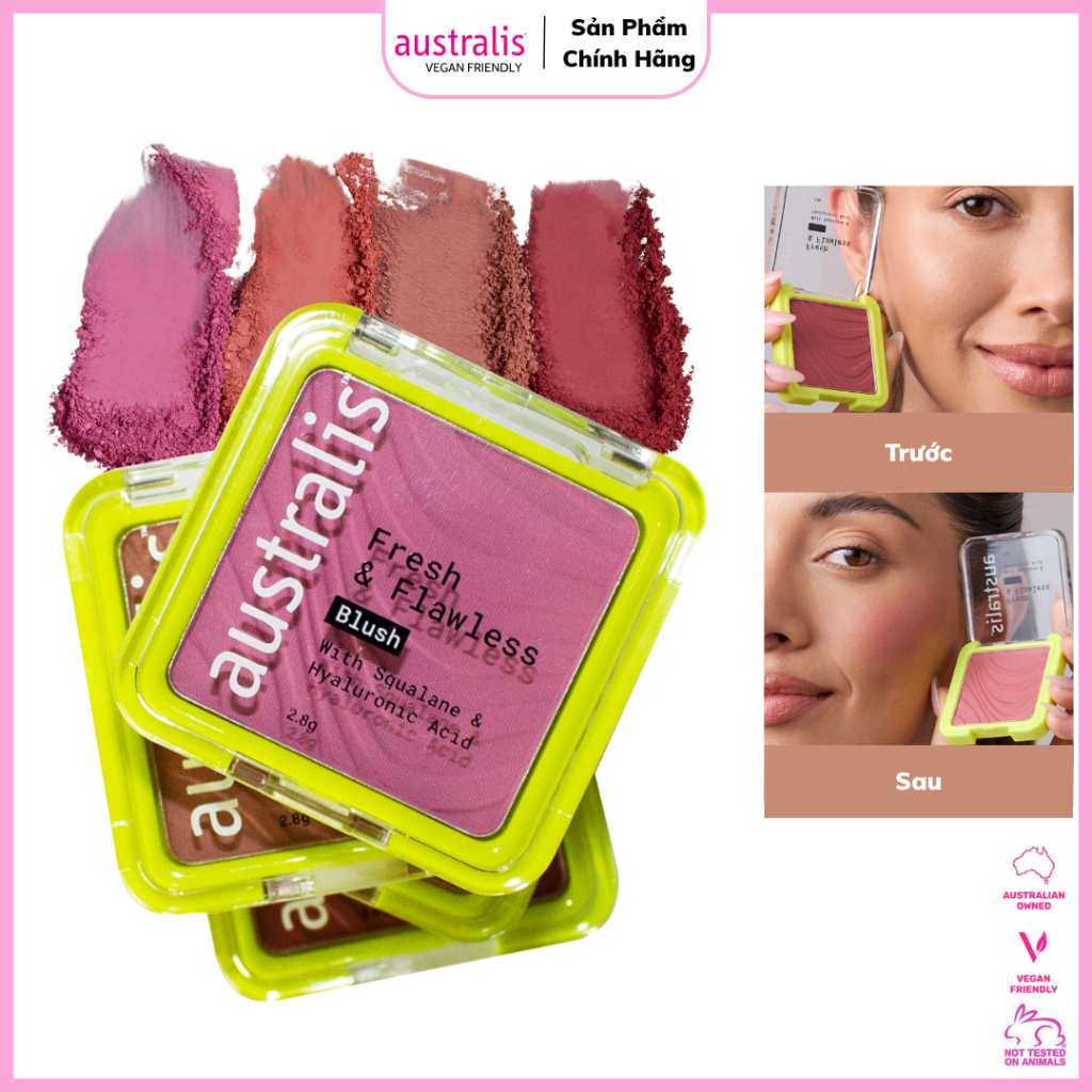 Phấn Má Hồng Mịn Lì Australis - Fresh & Flawless Blush  Australis 2.8g