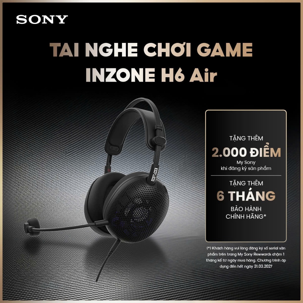 Tai nghe Sony Gaming có dây Inzone H6 Air cao cấp, bền bỉ, siêu nhẹ chỉ 199g, open-back chuẩn studio
