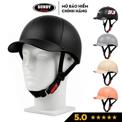 Mũ bảo hiểm nửa đầu lưỡi trai Sundy kiểu dáng bí ngô, an toàn, Freesize (vòng đầu 55-58cm)