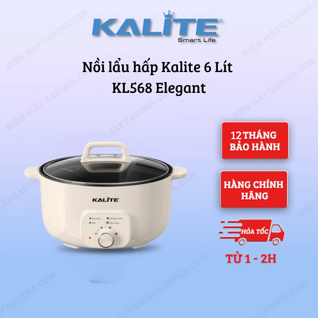 Nồi lẩu hấp đa năng KALITE KL568 Elegant, dung tích 6L, công suất 2000W - Bảo hành 12 tháng chính hã