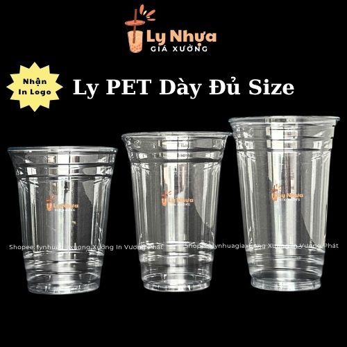 Lốc 50 Ly Nhựa PET Trơn Đáy Bằng Loại Dày 500ml, 650ml, 700ml Đựng Cafe, Trà Sữa, Sinh Tố, Nước Ép, 