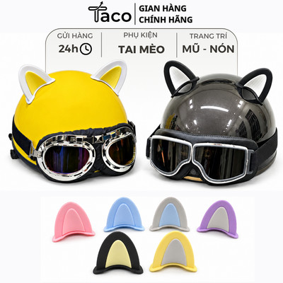 [1 Cặp] 2 Tai Mèo Gắn Nón Bảo Hiểm TACO Đáng Yêu, Tai Mèo Gắn Nón Tặng Kèm Keo