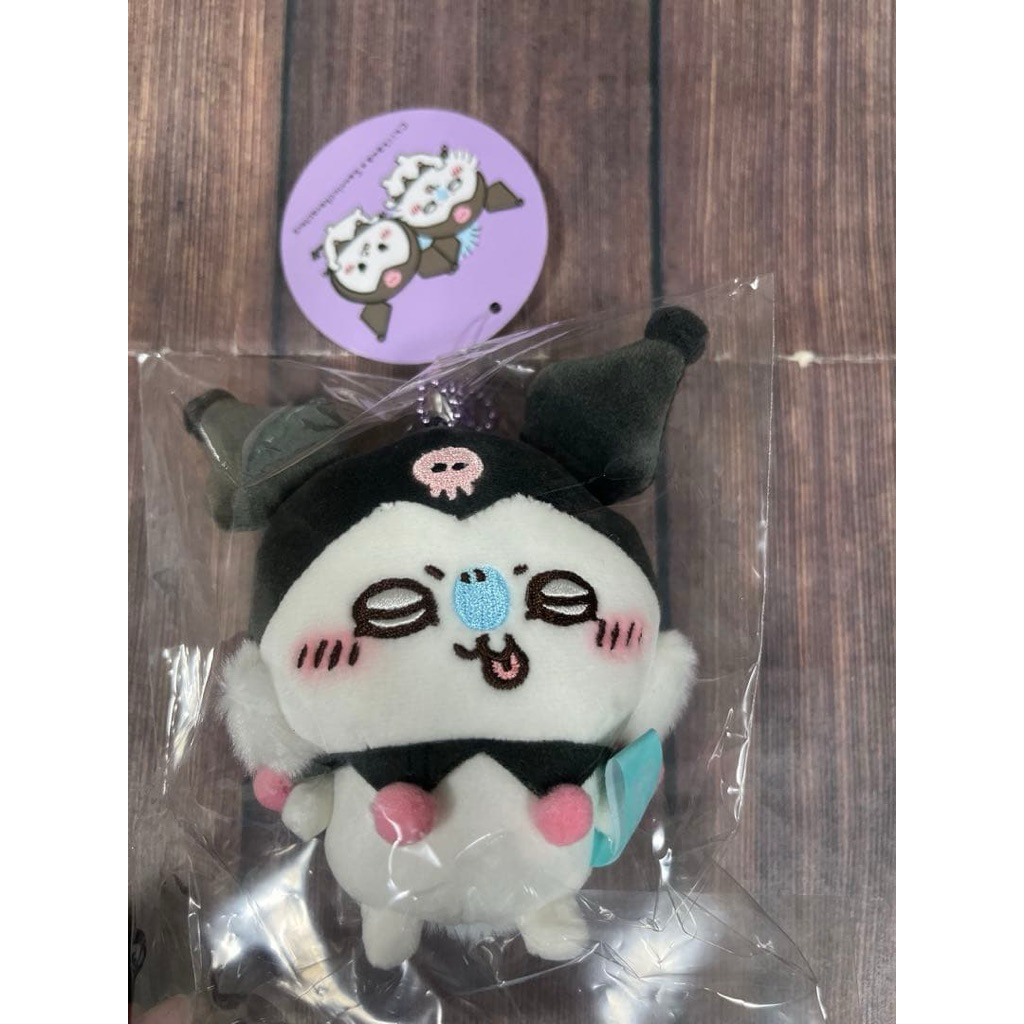 móc khoá gấu bông momonga chiikawa x kuromi (collab sanrio) chính hãng nhật bản