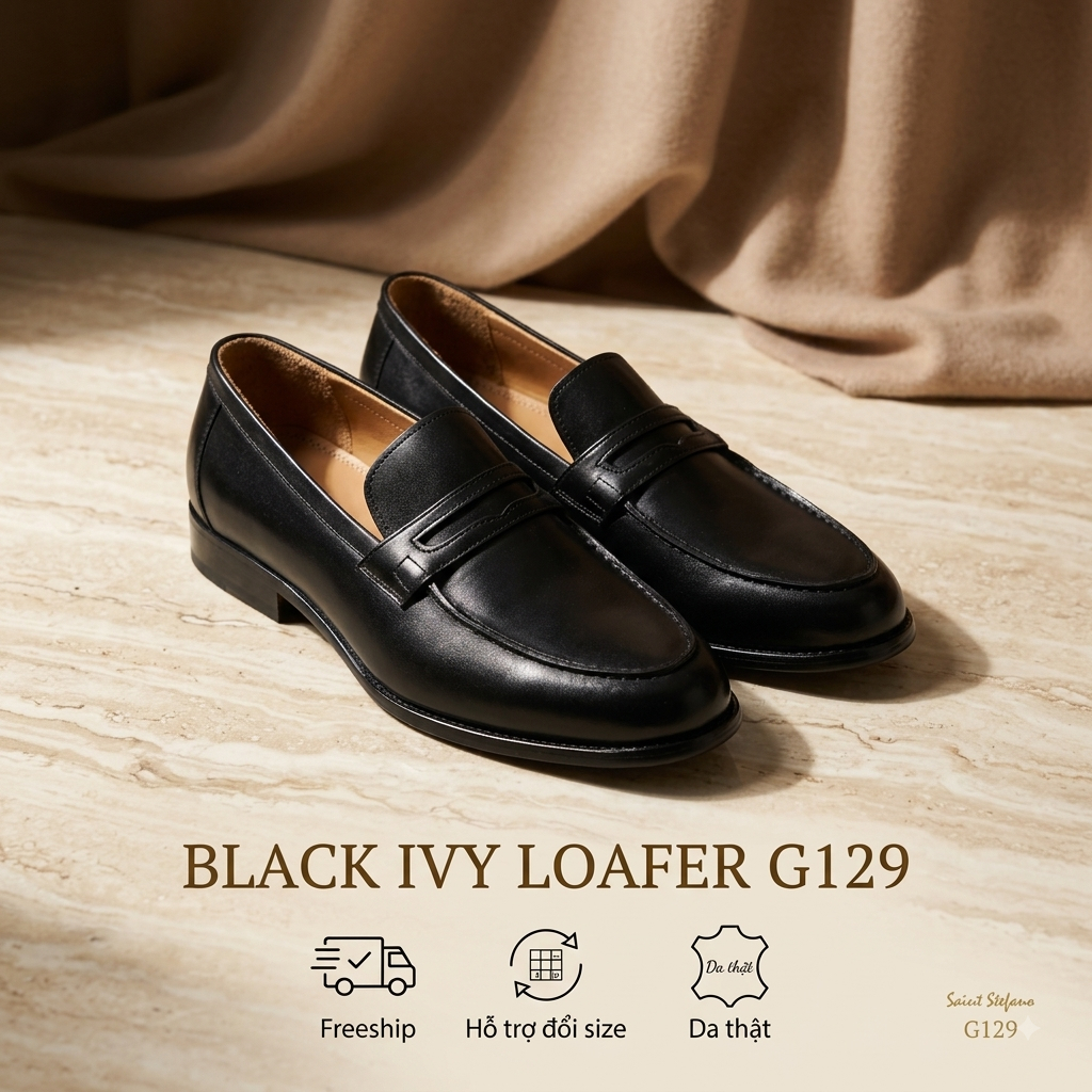 Giày Da Bò Saint Stefano G129 - Penny Loafer Ivy League - Dễ Phối Đồ