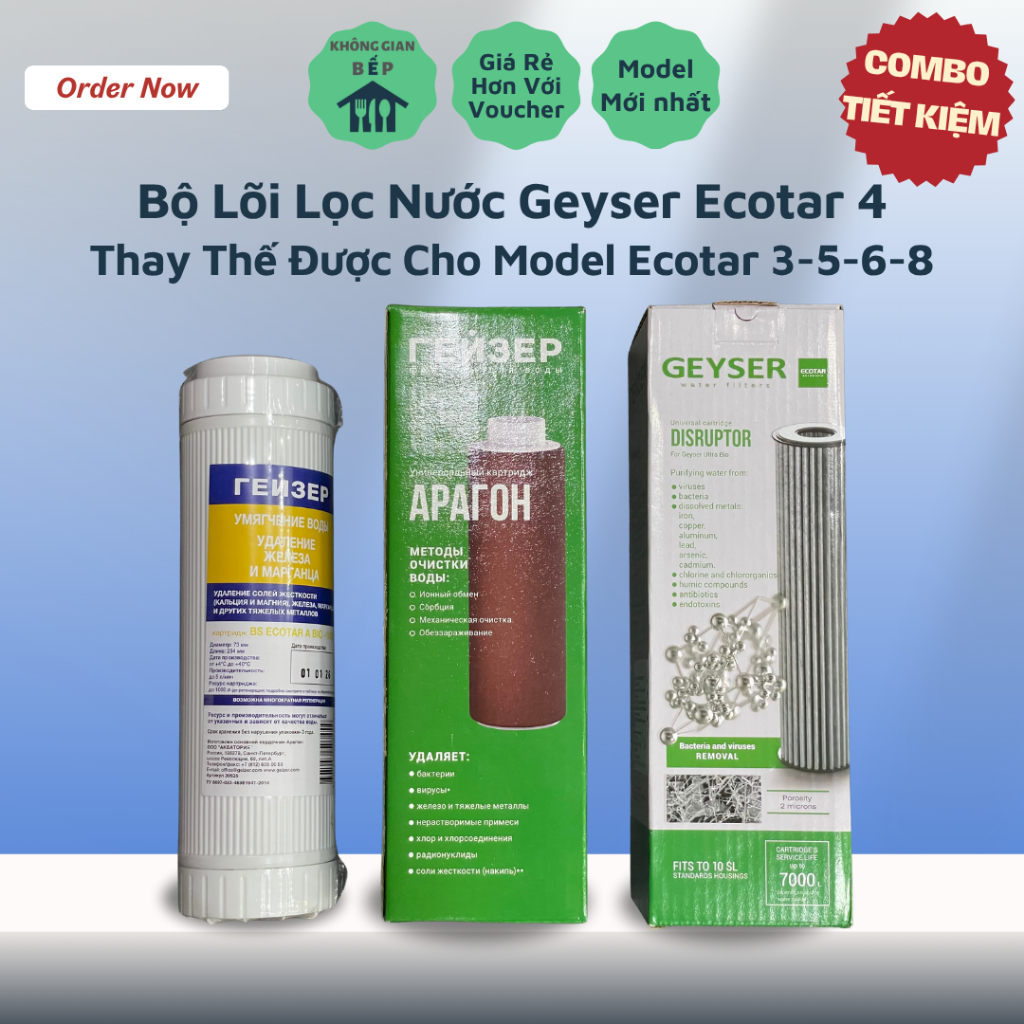 Bộ 3 Lõi Lọc Nước Nano Geyser Ecotar 4 Thương Hiệu Từ LB Nga Thay Thế Được Cho Ecotar 3-5-6-8