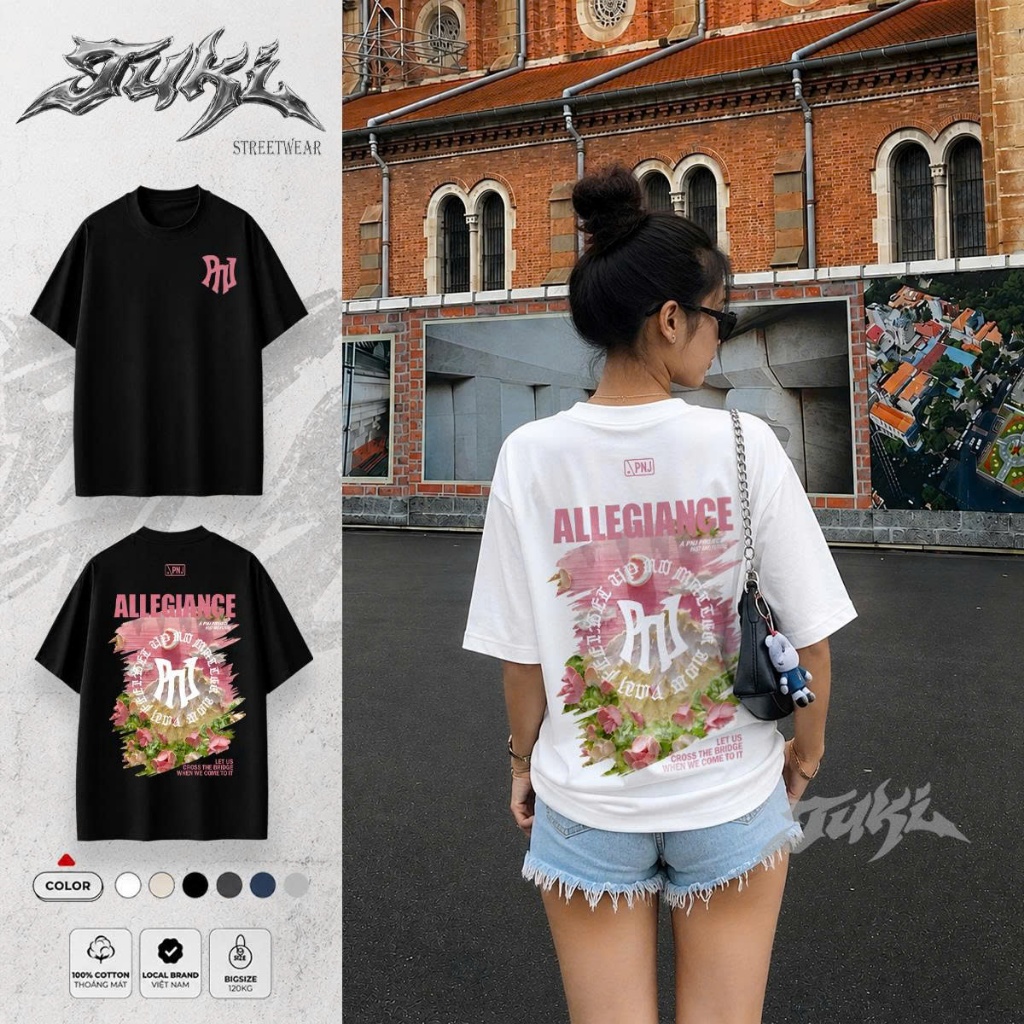 Áo Thun Unisex PNJ - ALLEGIANCE Flowers Graphic Oversize TUKI Streetwear
