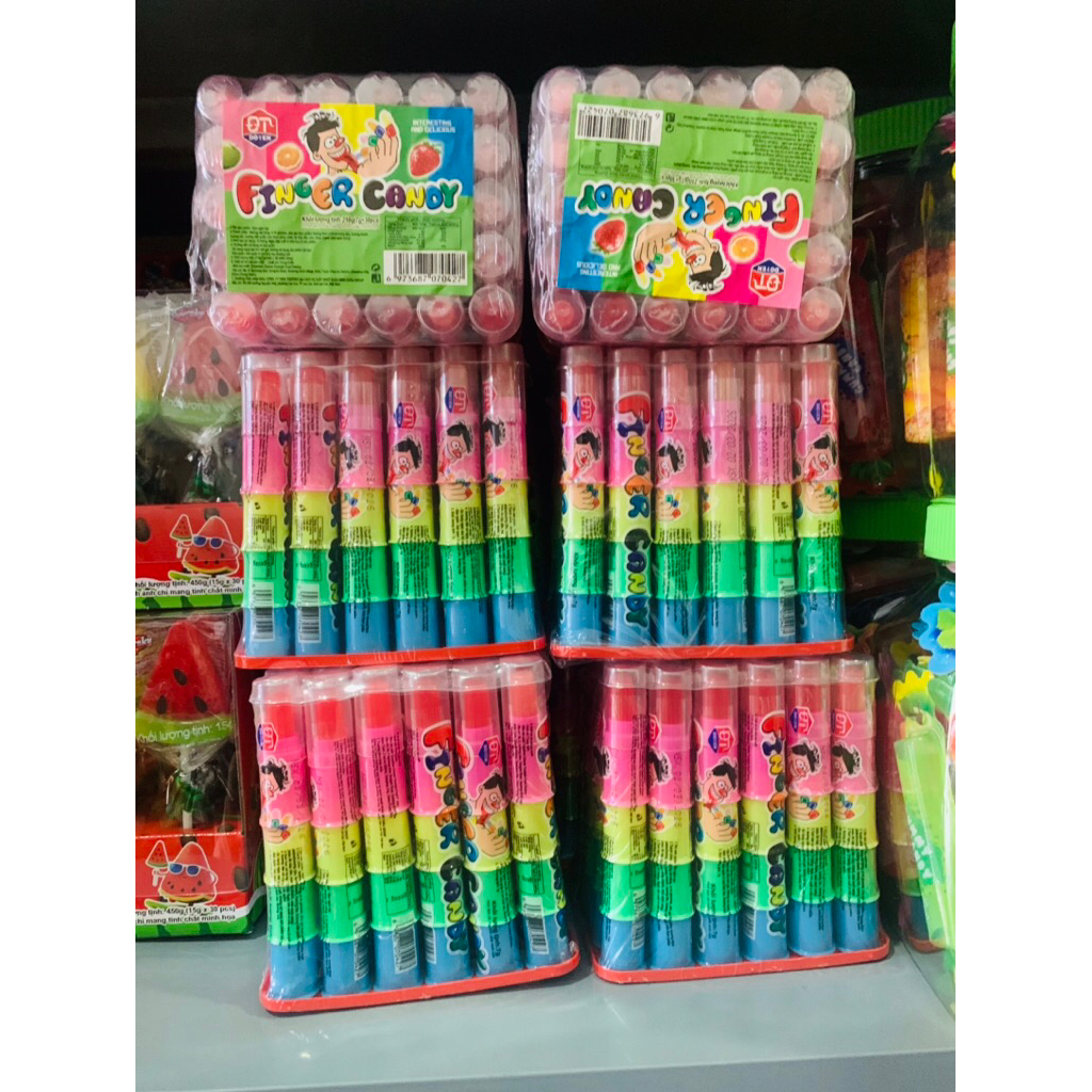 [Shop Uy Tín-Rẻ Vô Địch] Sỉ Vỉ 30 cái Kẹo Mút Ngón Tay-Kẹo son 4 tầng sắc màu, tuổi thơ