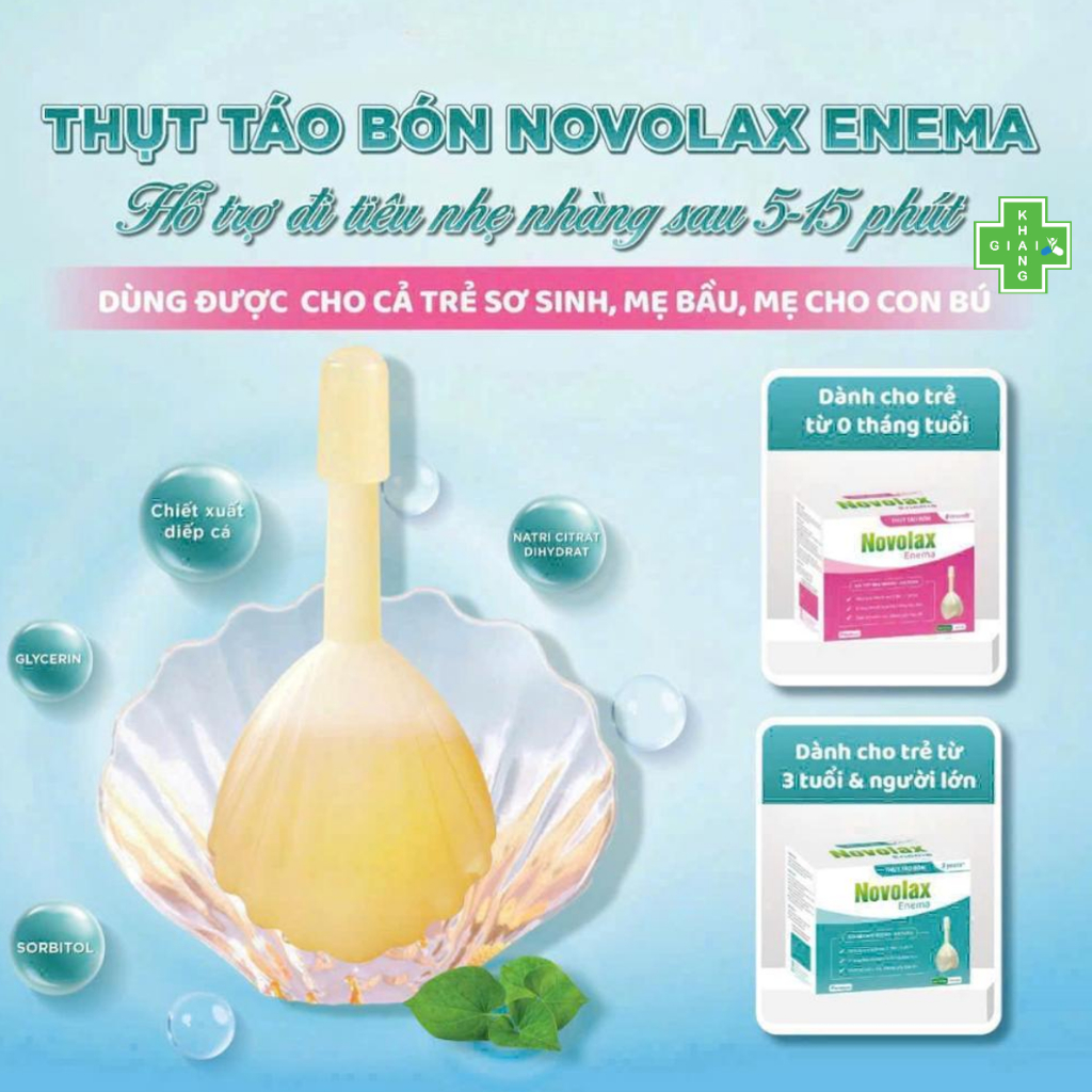 Ống bơm trực tràng Novolax giúp cải thiện táo bón hiệu quả, an toàn cho cả nhà (Hộp 12 ống)