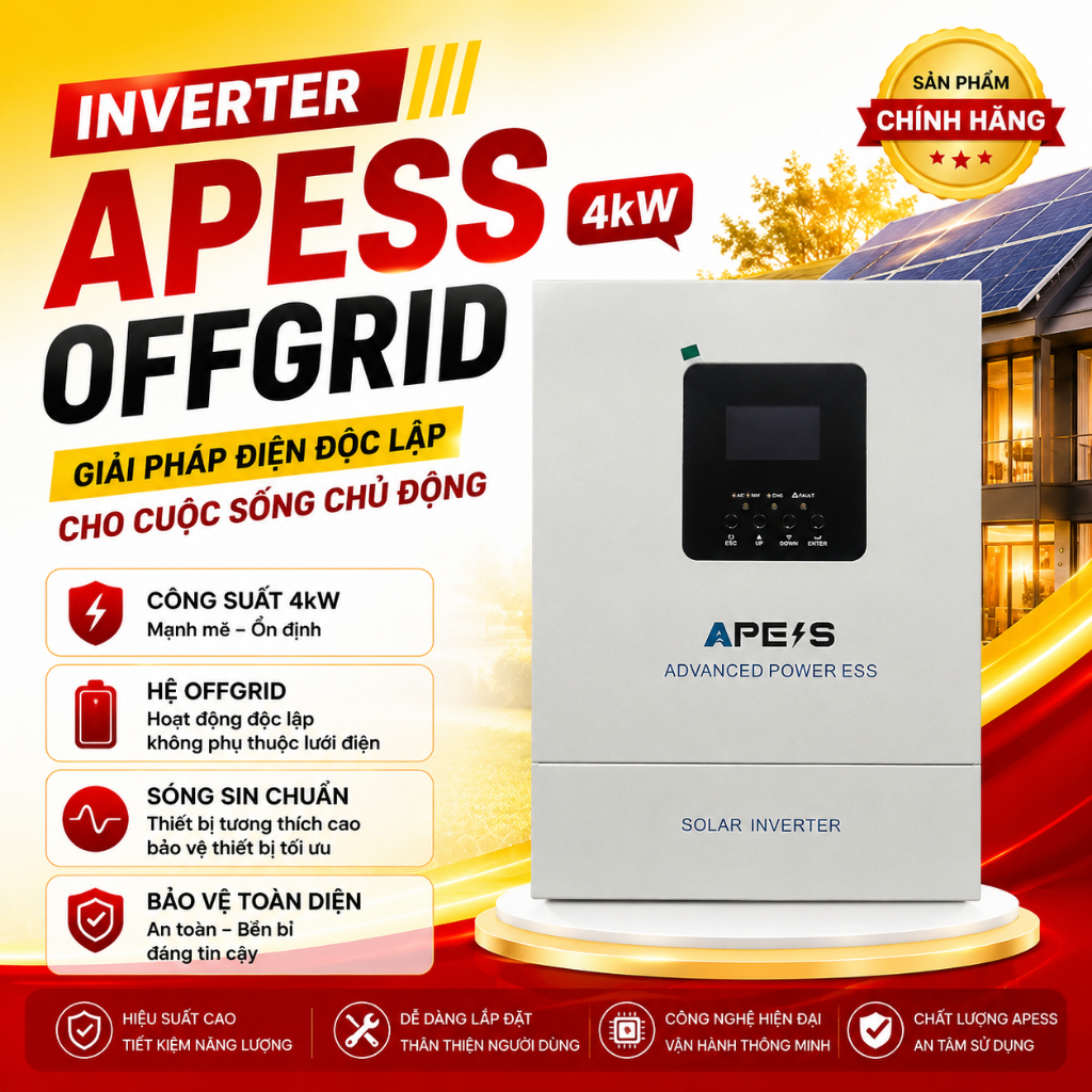Biến tần, Inverter offgrid APESS 4kW, Biến tần năng lượng mặt trời