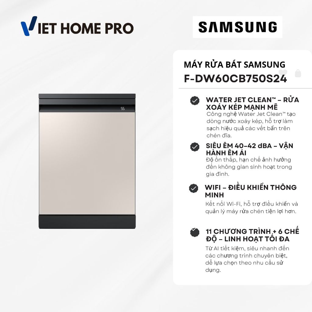 Máy Rửa Chén Samsung DW60CB750FAPSV Bespoke (mẫu trưng bày) ( lắp đặt miễn phí  )