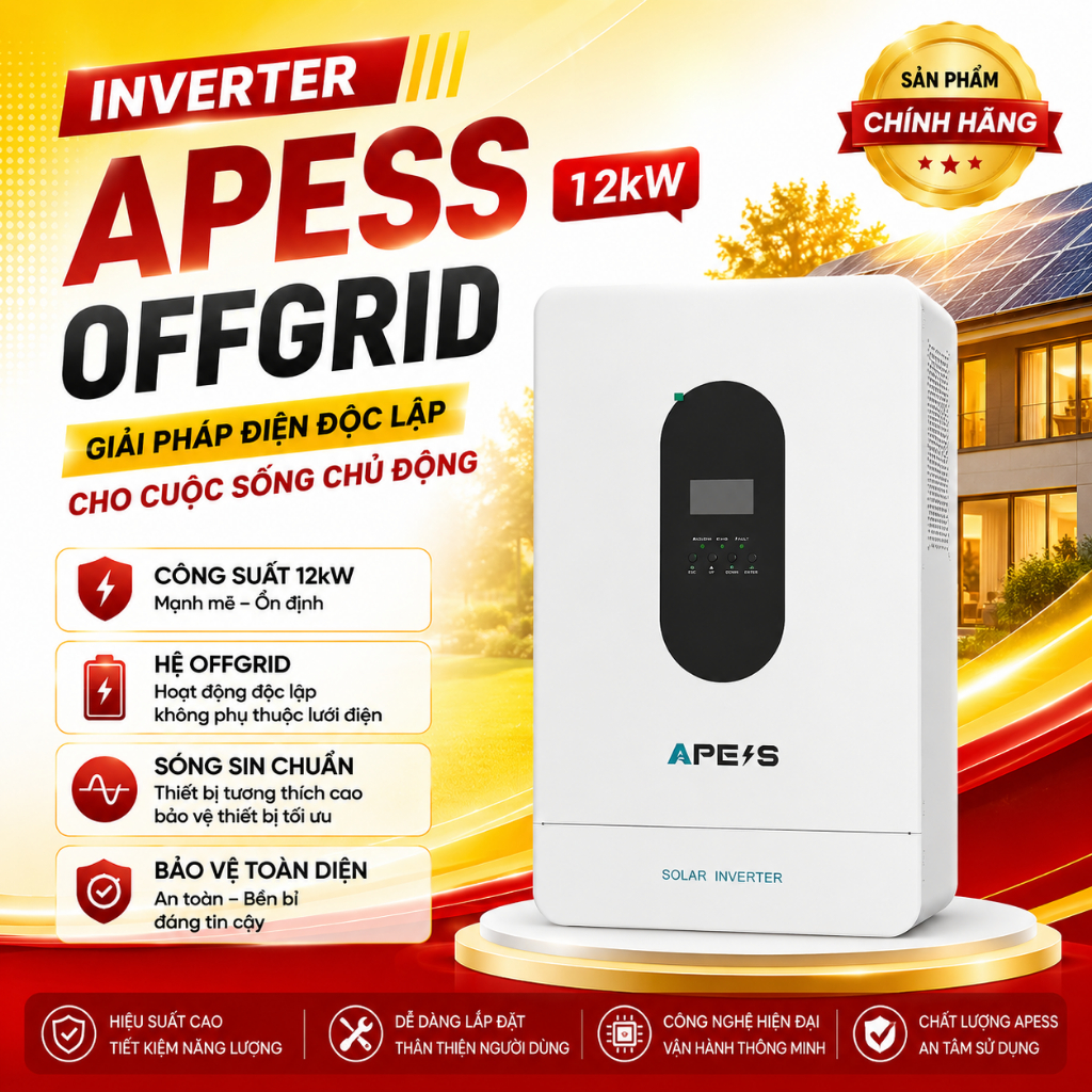 Biến tần, Inverter offgrid APESS 12kW, Biến tần năng lượng mặt trời
