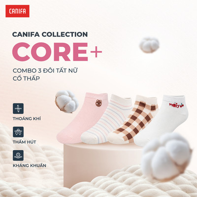 Combo 3 đôi tất nữ cổ thâp in họa tiết CANIFA 6AX25A002