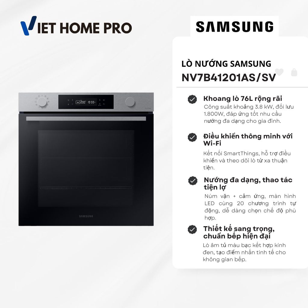 Lò Nướng SAMSUNG NV7B41201AS/SV Âm Tủ 76L Màu Đen ( mẫu trưng bày ) ( lắp đặt và miễn phí )