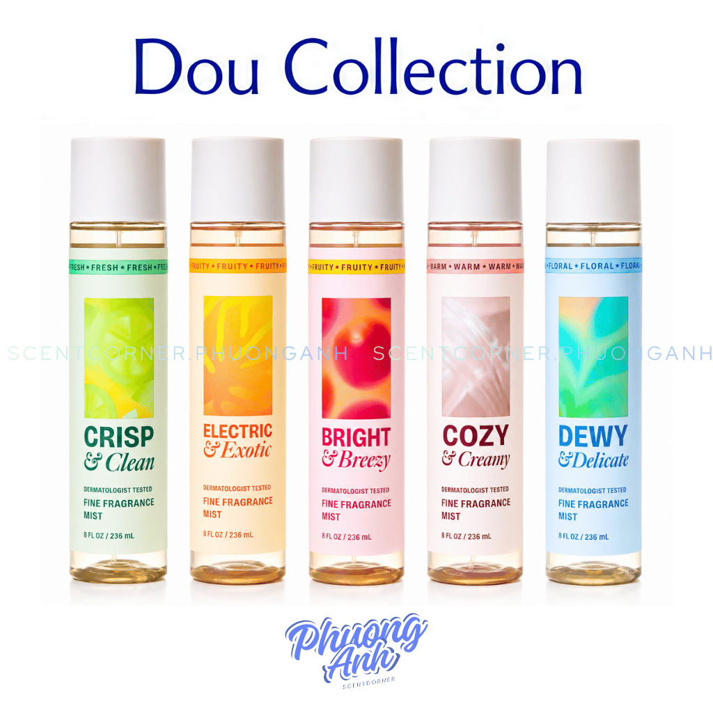 Cozy & Creamy| Dewy & Delicate| Electric & Exotic| Bright & Breezy| Crisp & Clean - Xịt thơm Body Mi