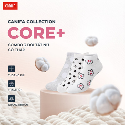 Pack 3 đôi tất nữ cổ thấp màu pastel chất liệu co giãn thấm hút khử mùi tốt CANIFA 6AX26A002