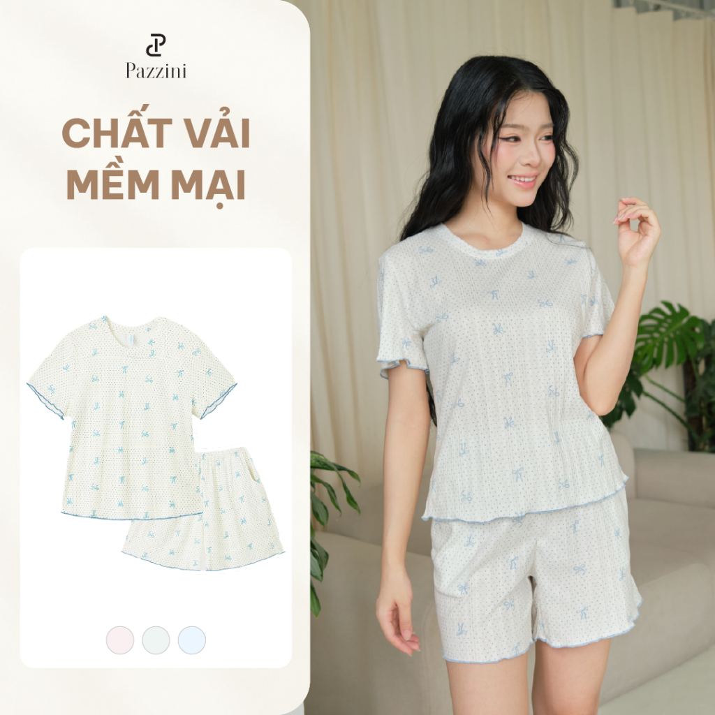 Bộ quần áo nữ mặc nhà PAZZINI SW004 thoáng mát dễ chịu họa tiết basic phù hợp nhiều dáng người