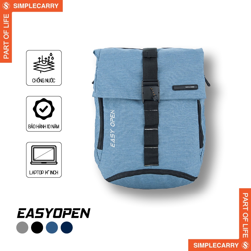 Balo Nam Nữ Hàn Quốc SimpleCarry EasyOpen Có Lưới Thoát Hơi, Dây Khóa Cài