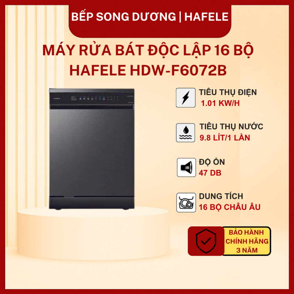Máy rửa bát Hafele HDW-F6072B 16 bộ – sấy Turbo + UV, kết nối WiFi 535.29.700