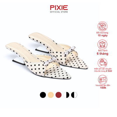 Guốc Cao Gót Nữ 5cm Quai Ngang Đính Nơ Thời Trang Pixie H422